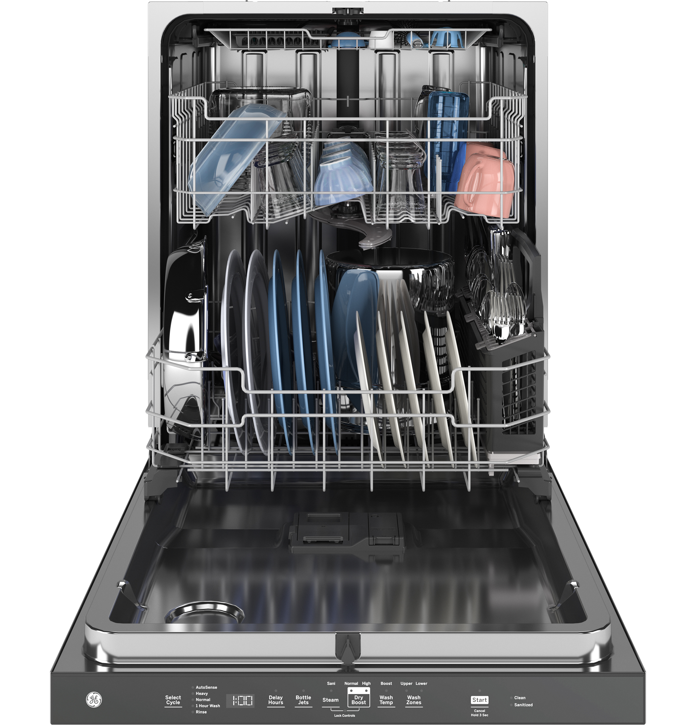 GE® ENERGY STAR® Top Control with Stainless Steel Interior Dishwasher with Sanitize Cycle GDP670SGVBB