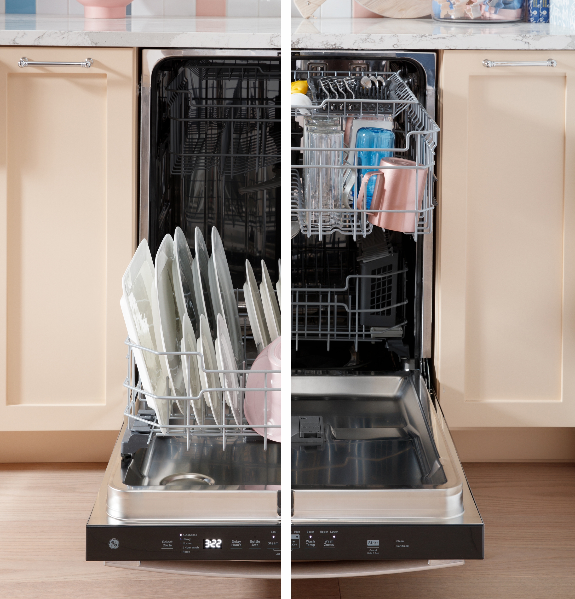 GE® ENERGY STAR® Top Control with Stainless Steel Interior Dishwasher with Sanitize Cycle GDP670SGVBB