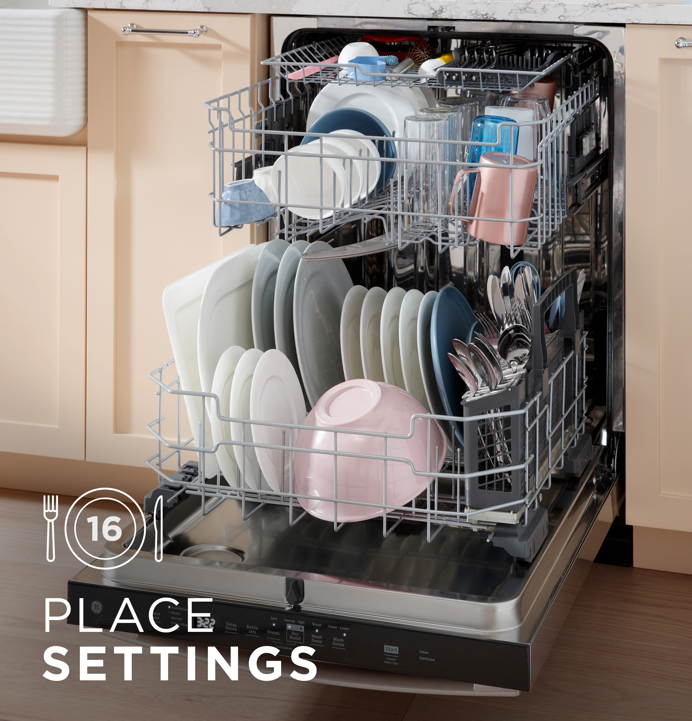 Ge® Energy Star® Fingerprint Resistant Top Control With Stainless Steel Interior Dishwasher With Sanitize Cycle GDP670SYVFS