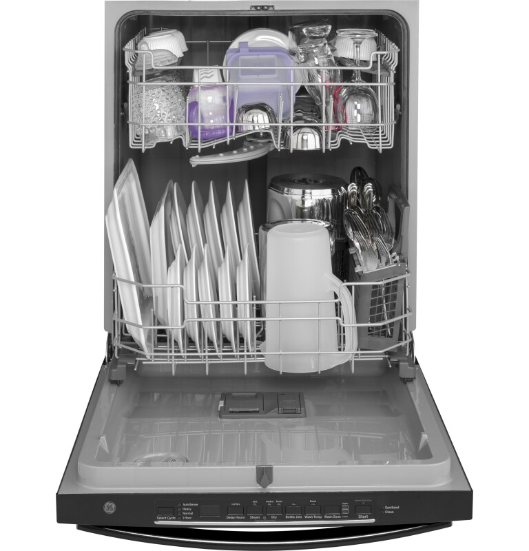 Top Control with Plastic Interior Dishwasher with Sanitize Cycle & Dry Boost GDT605PGMBB