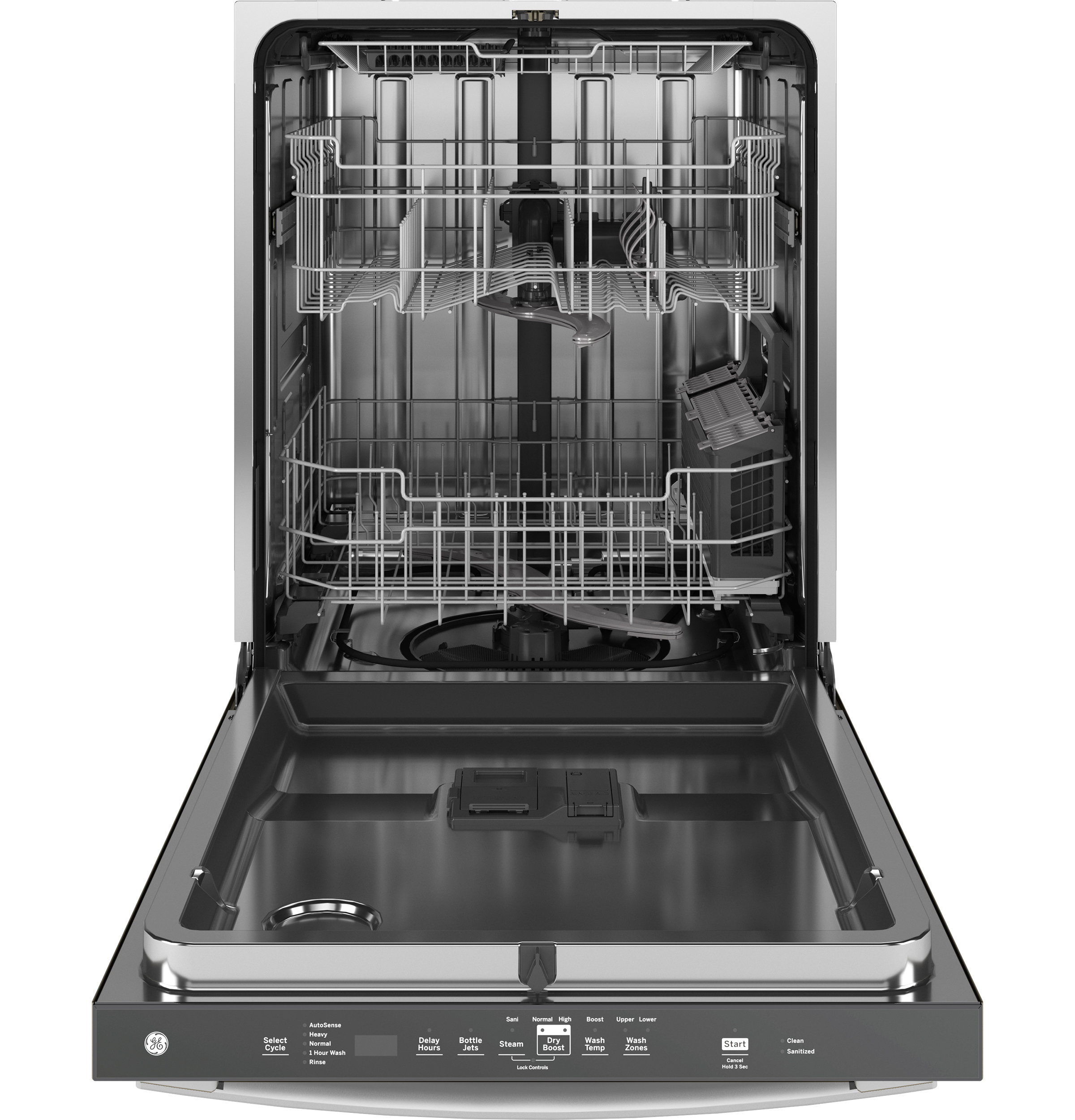 GE® ENERGY STAR® Top Control with Stainless Steel Interior Dishwasher with Sanitize Cycle GDT670SGVWW