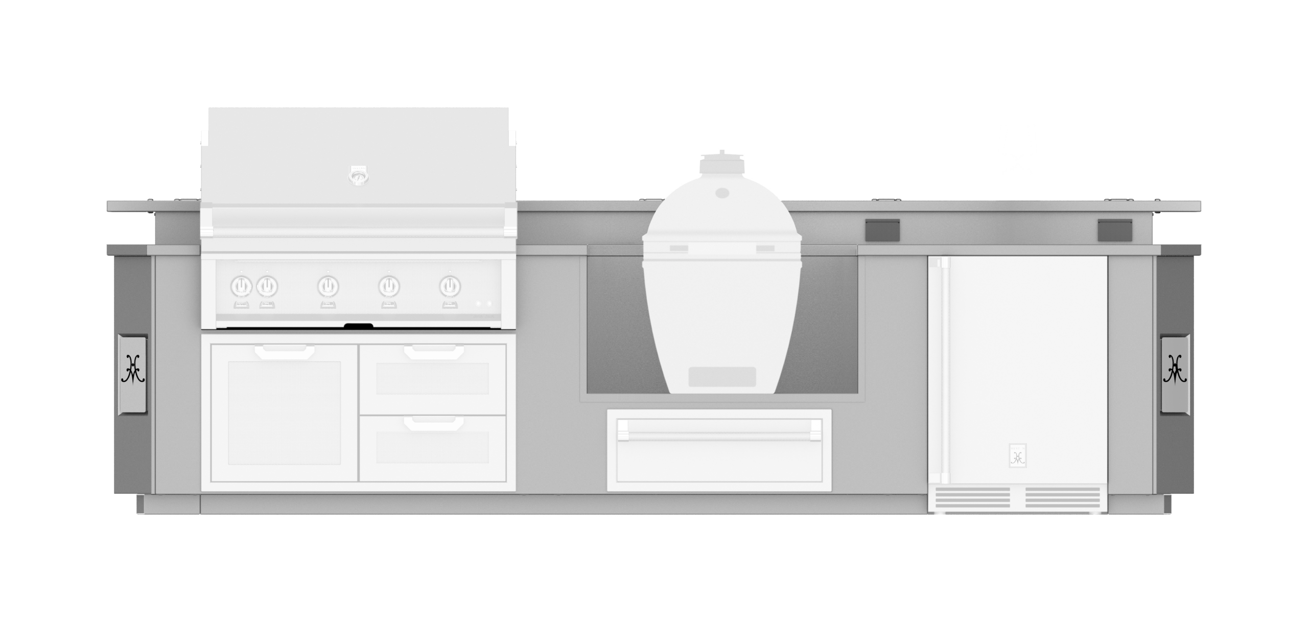 12' Outdoor Living Suite with Egg Shaped Smoker/Grill and Bar GESSBK12