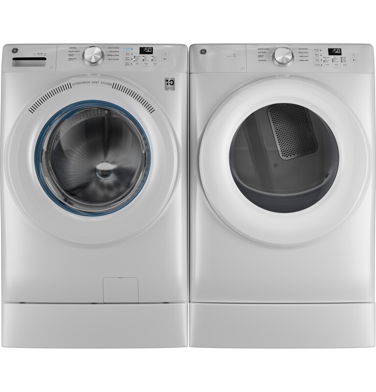 GE® ENERGY STAR® 7.8 cu. ft. Capacity Smart Front Load Gas Dryer GFD35GSSYWW