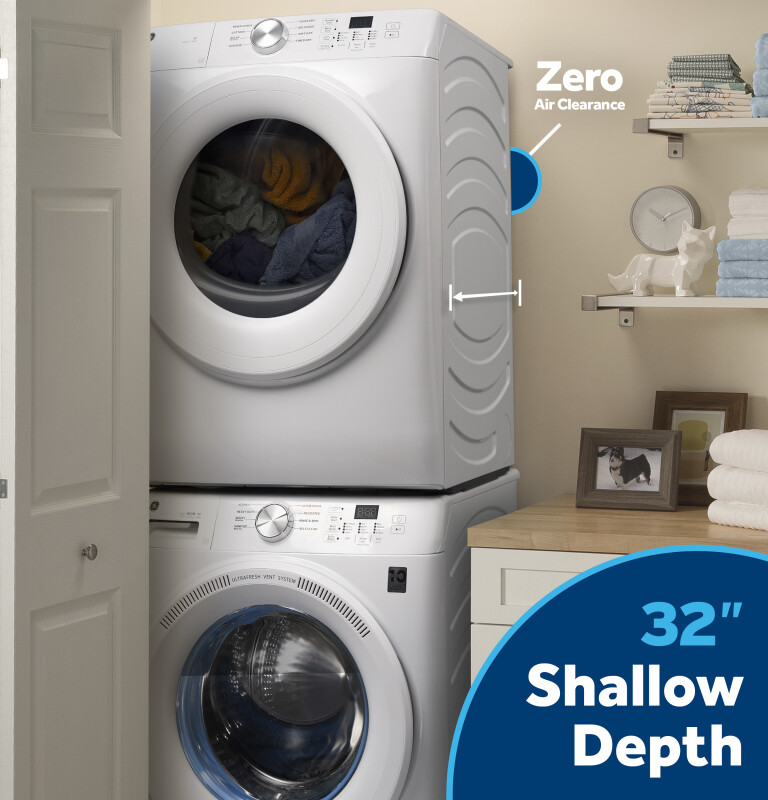 GE® ENERGY STAR® 7.8 cu. ft. Capacity Smart Front Load Gas Dryer GFD35GSSYWW