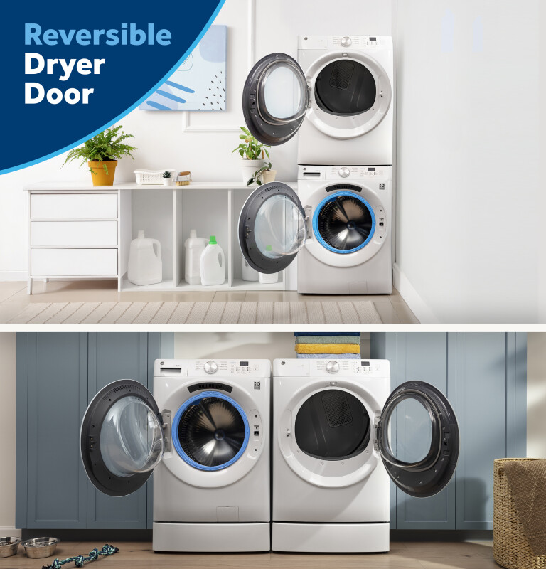 GE® ENERGY STAR® 7.8 cu. ft. Capacity Smart Front Load Gas Dryer GFD35GSSYWW