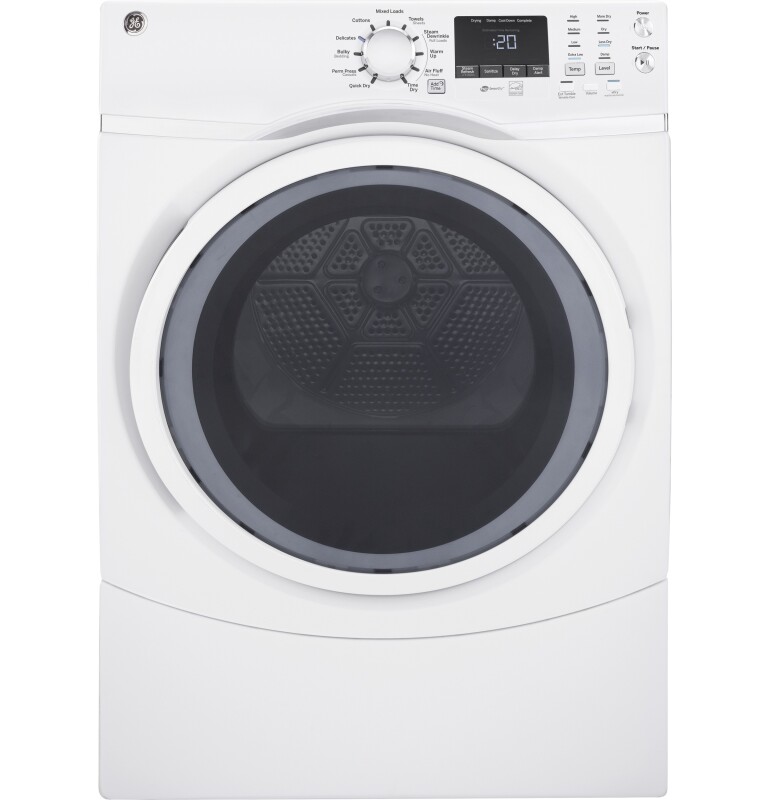 GE 7.5 cu. ft. Capacity Front Load Electric Dryer with Steam White GFD45ESSMWW Picture 1