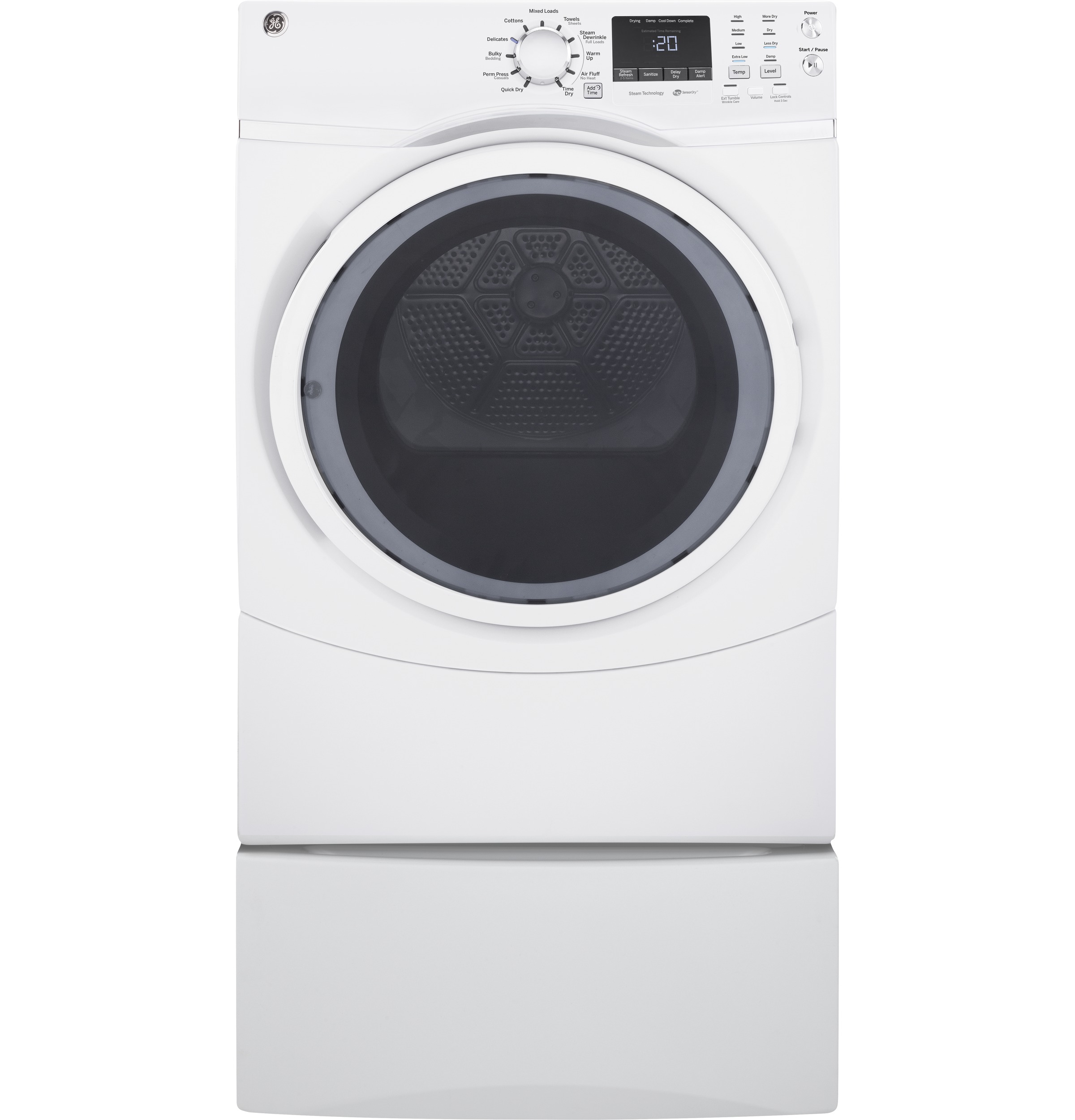 7.5 cu. ft. capacity Front Load gas dryer with steam GFD45GSSKWW