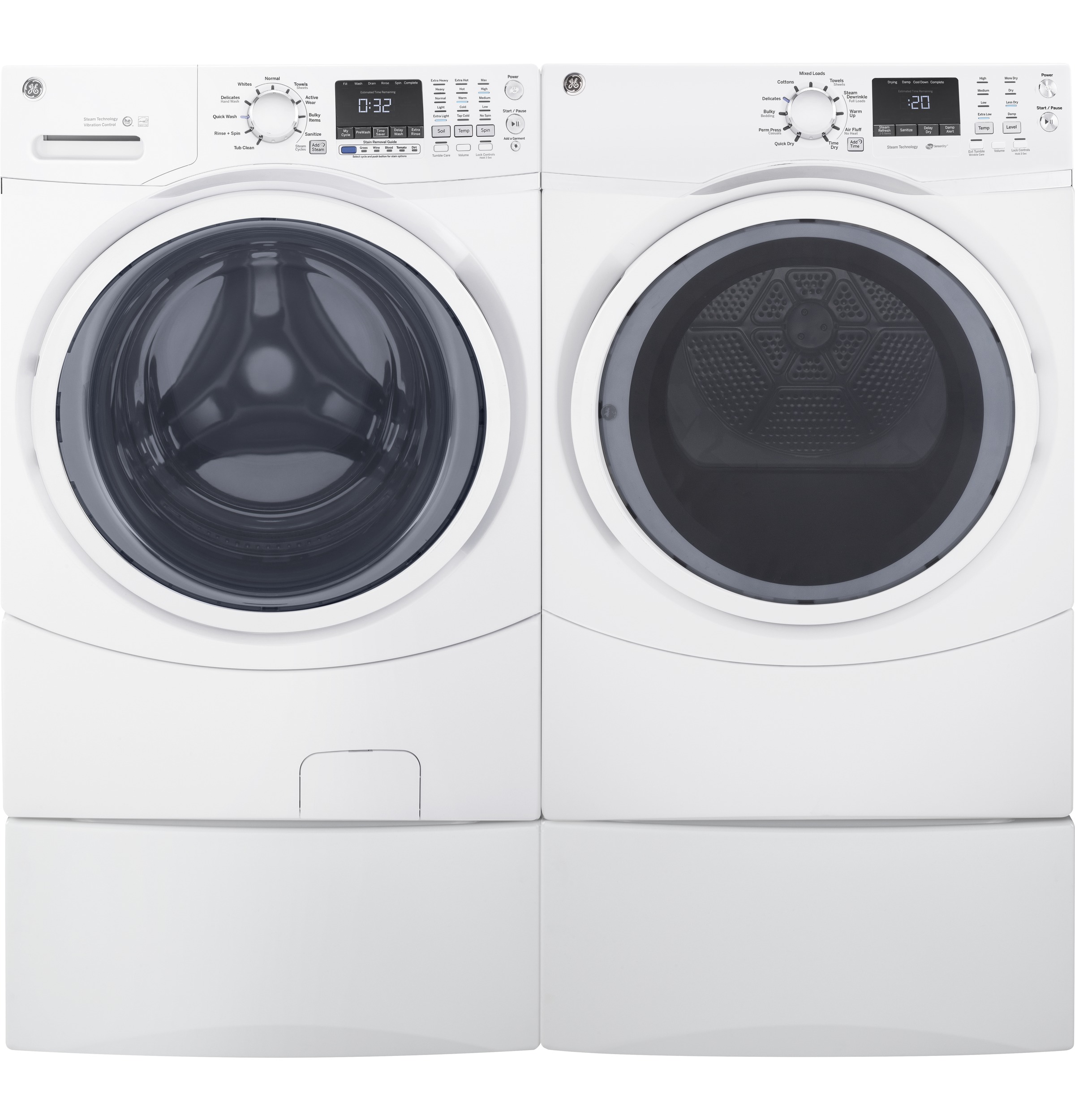 7.5 cu. ft. capacity Front Load gas dryer with steam GFD45GSSKWW