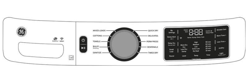 7.8 cu. ft. Capacity Smart Front Load Electric Dryer with Sanitize Cycle GFD55ESPNDG