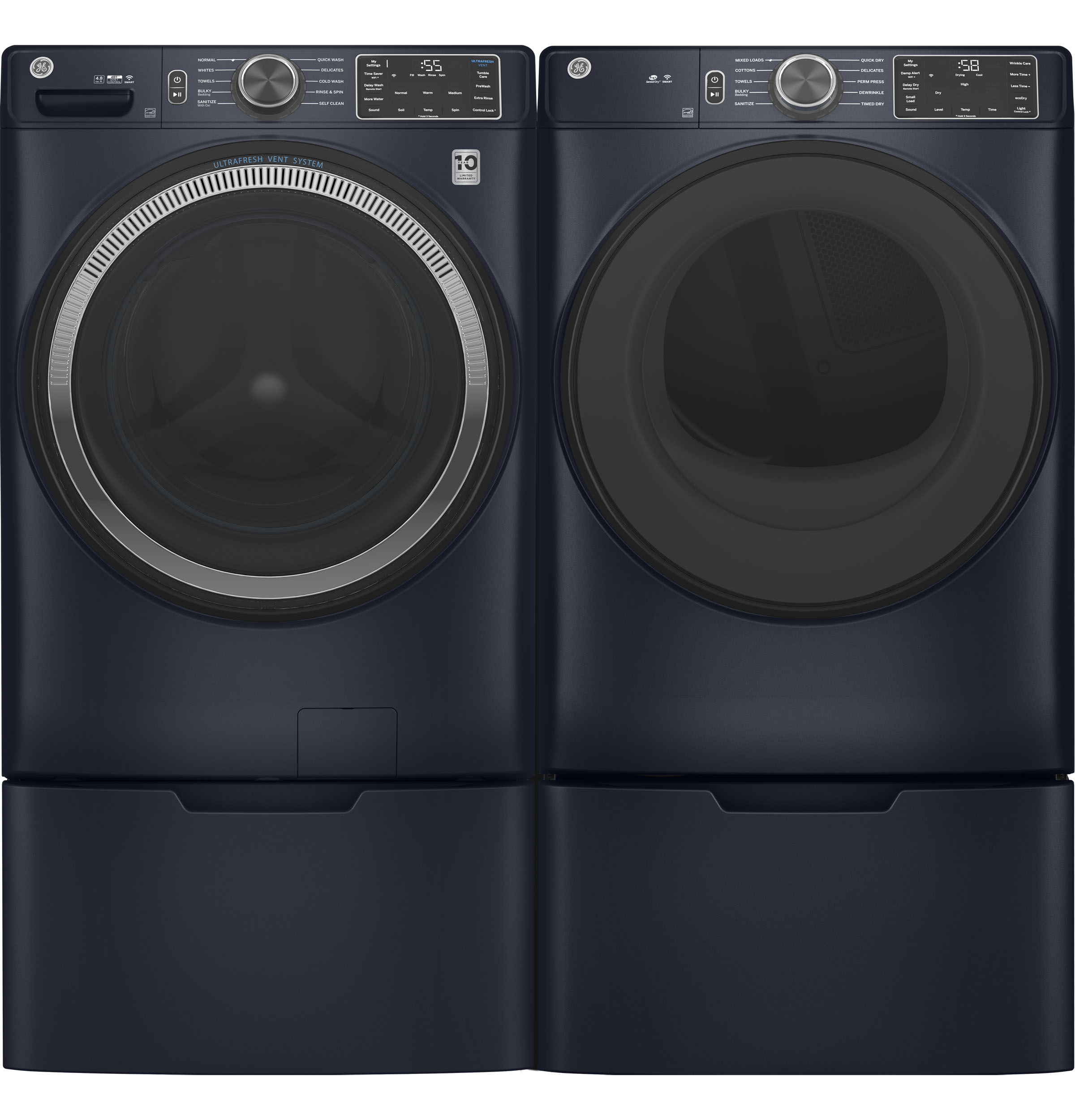 7.8 cu. ft. Capacity Smart Front Load Electric Dryer with Sanitize Cycle GFD55ESPRRS