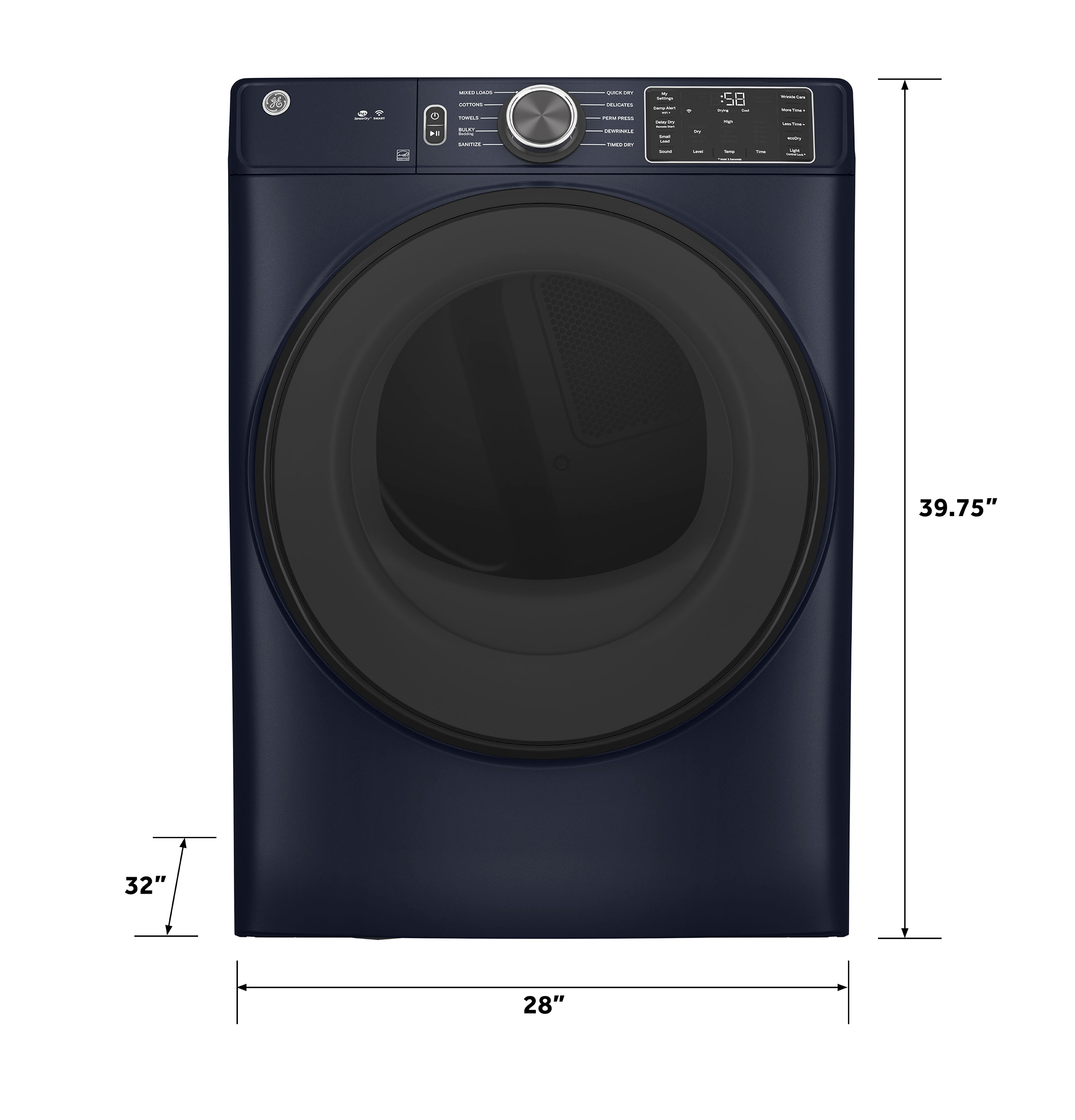 7.8 cu. ft. Capacity Smart Front Load Electric Dryer with Sanitize Cycle GFD55ESPRRS