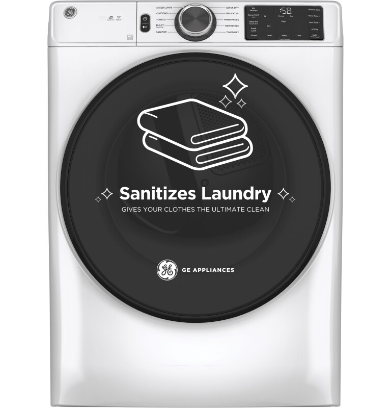 7.8 cu. ft. Capacity Smart Front Load Gas Dryer with Sanitize Cycle GFD55GSSNWW