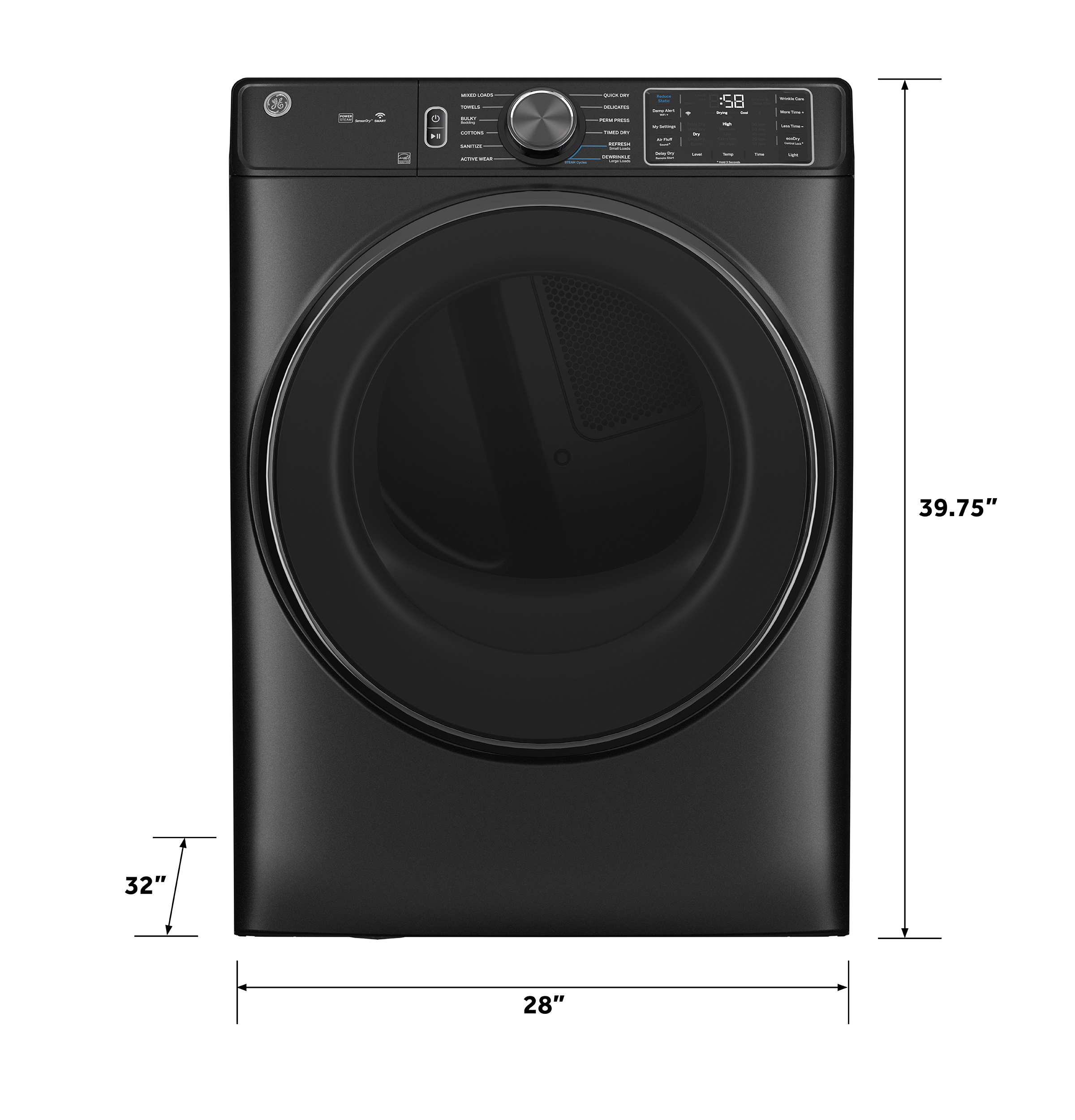 7.8 cu. ft. Capacity Smart Front Load Electric Dryer with Steam and Sanitize Cycle GFD65ESPVDS