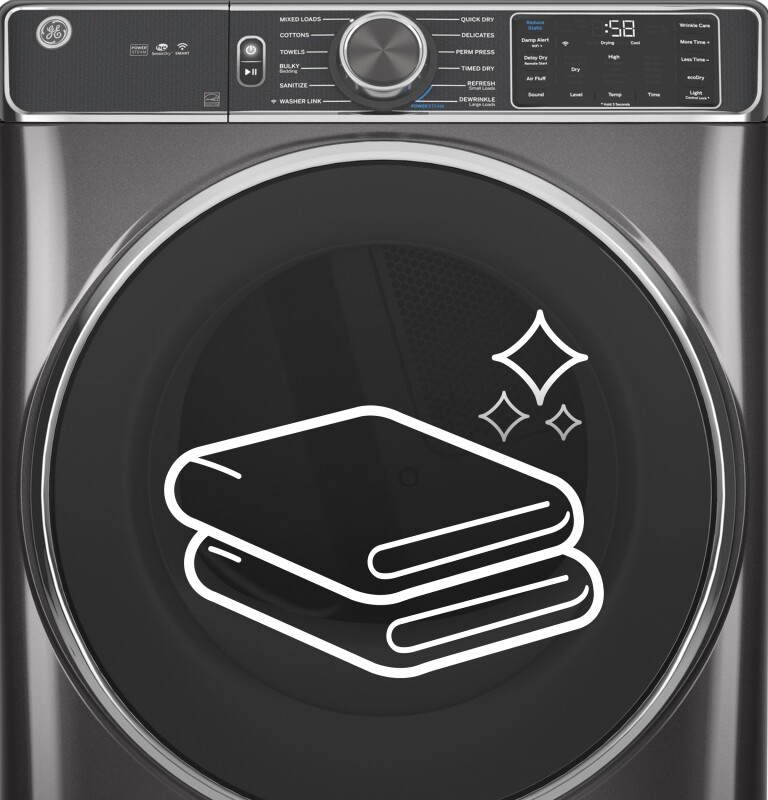 7.8 cu. ft. Capacity Smart Front Load Electric Dryer with Steam and Sanitize Cycle GFD65ESSNWW