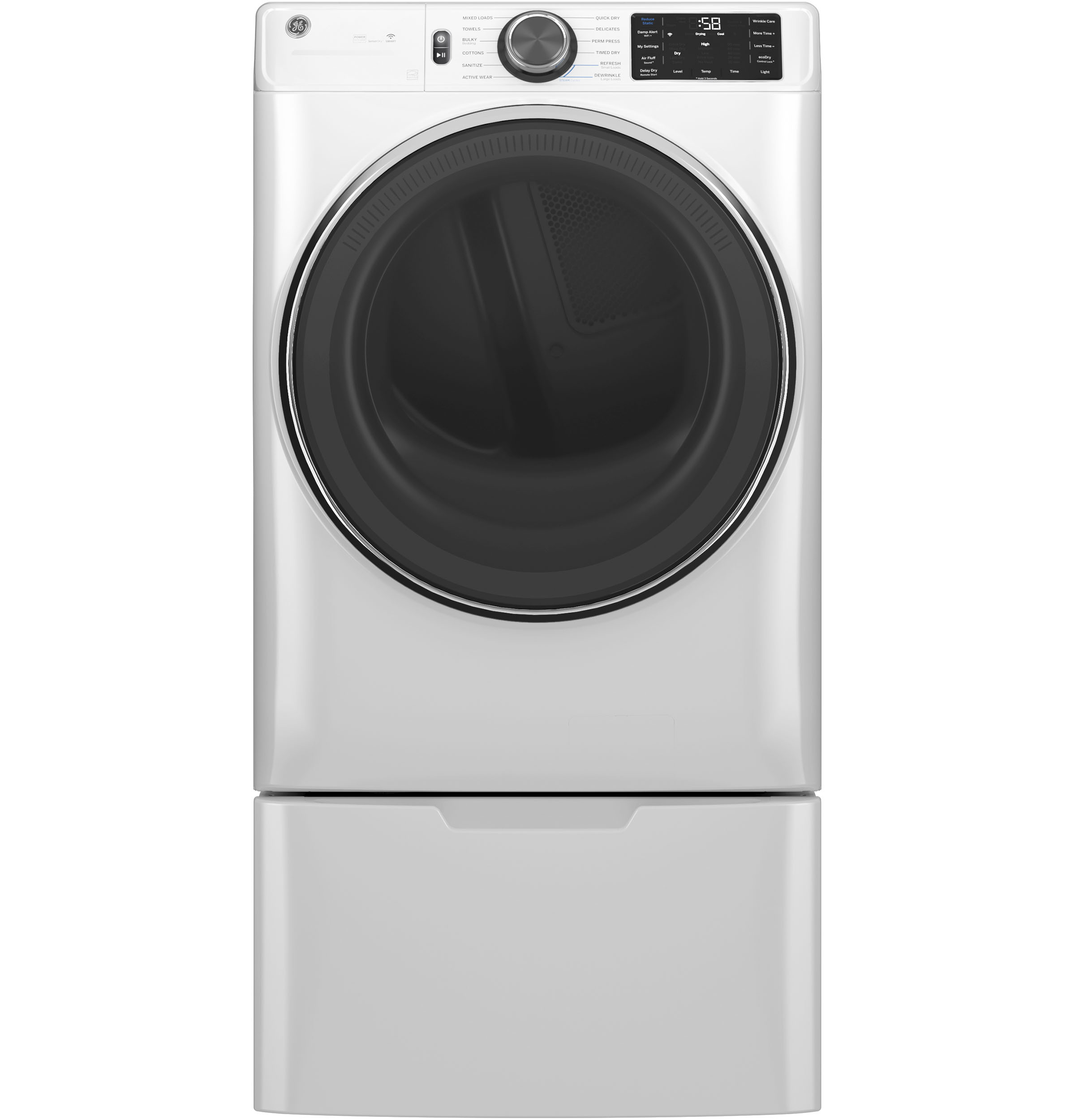 7.8 cu. ft. Capacity Smart Front Load Electric Dryer with Steam and Sanitize Cycle GFD65ESSVWW