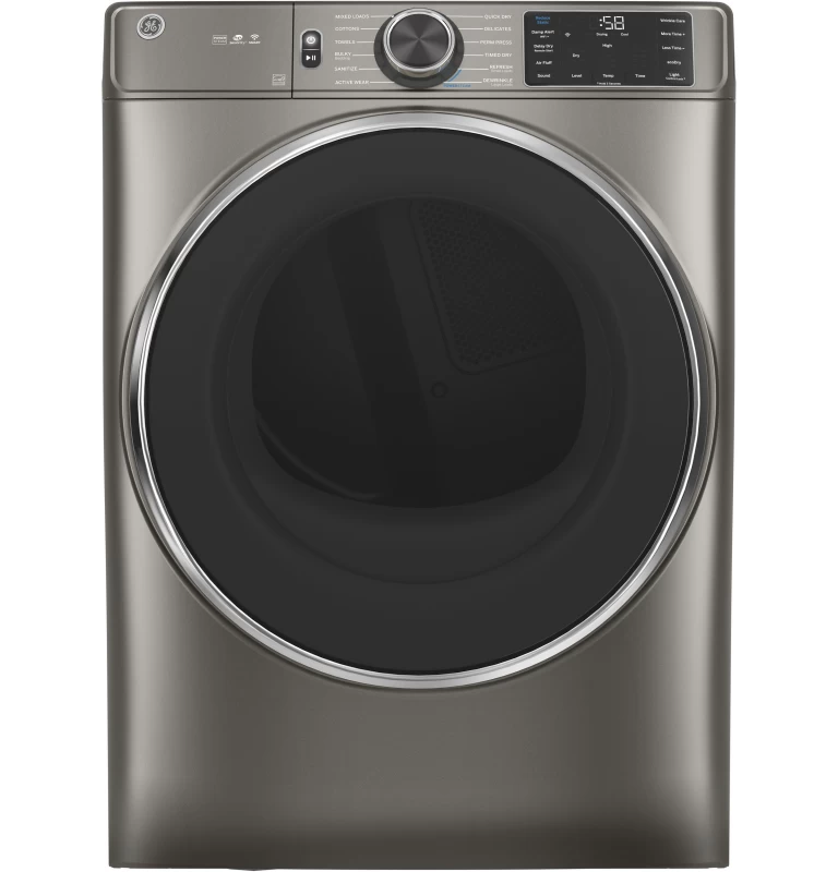 GE 7.8 cu. ft. Capacity Smart Front Load Gas Dryer with Steam and Sanitize Cycle Satin Nickel GFD65GSPNSN Picture 1
