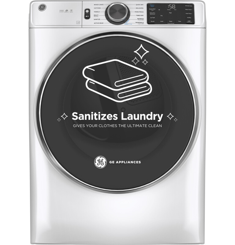 7.8 cu. ft. Capacity Smart Front Load Gas Dryer with Steam and Sanitize Cycle GFD65GSSNWW