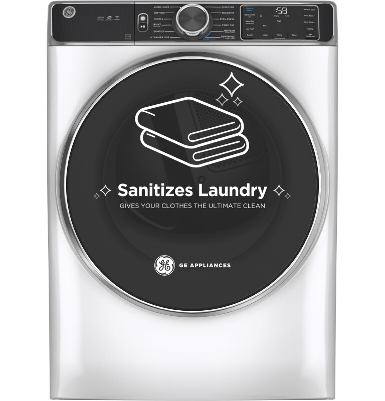 7.8 cu. ft. Capacity Smart Front Load Electric Dryer with Steam and Sanitize Cycle GFD85ESSNWW