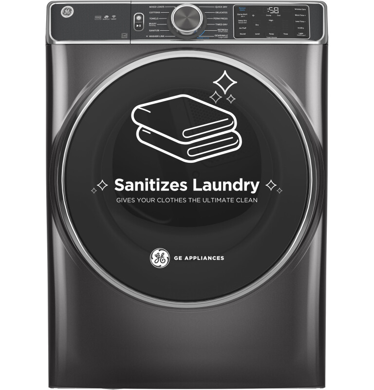 7.8 cu. ft. Capacity Smart Front Load Gas Dryer with Steam and Sanitize Cycle GFD85GSPNDG