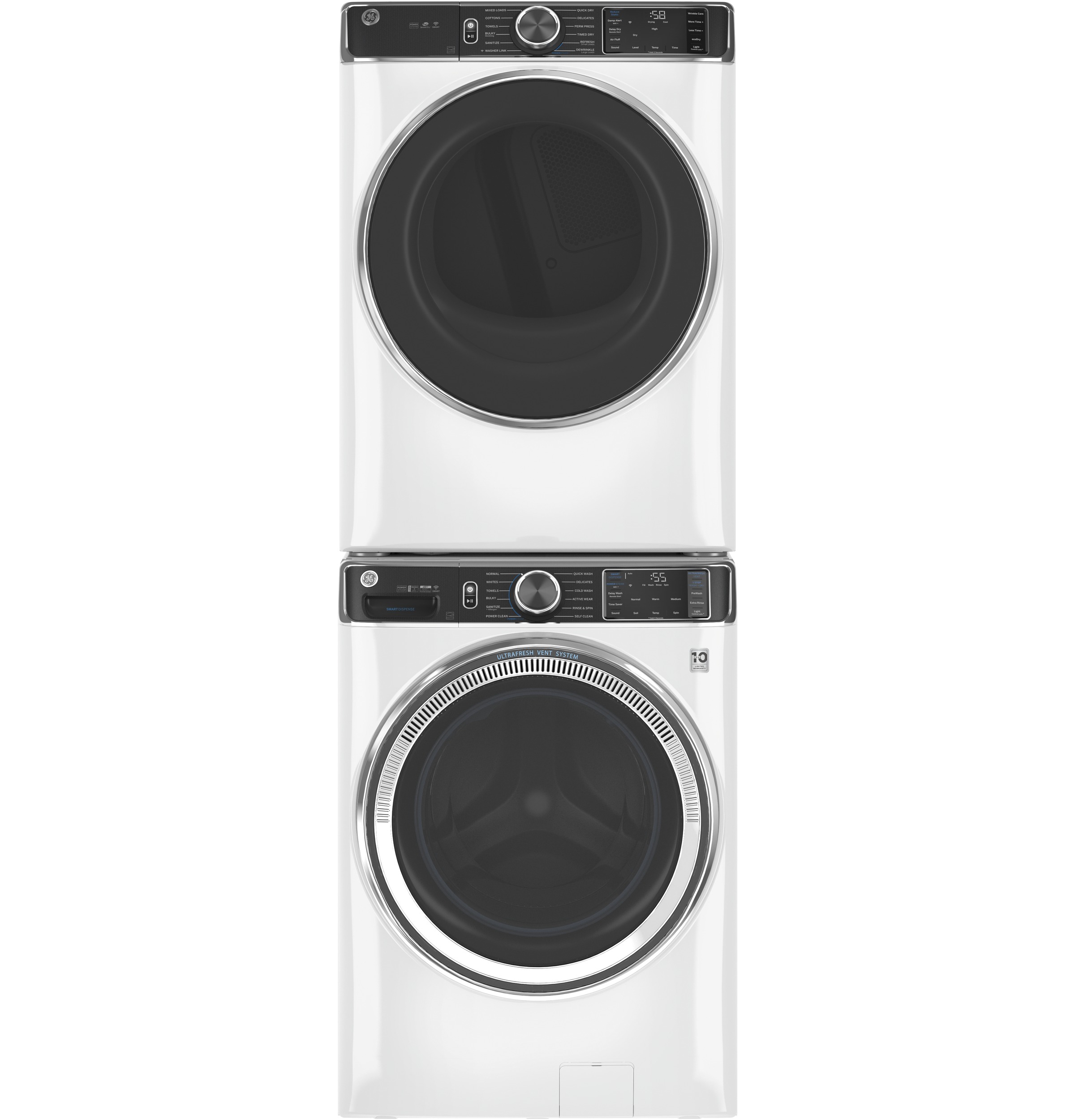 7.8 cu. ft. Capacity Smart Front Load Gas Dryer with Steam and Sanitize Cycle GFD85GSSNWW