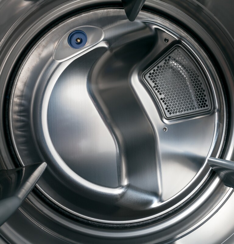 8.1 cu. ft. capacity RightHeight Design Front Load electric dryer with steam GFDR270EHWW