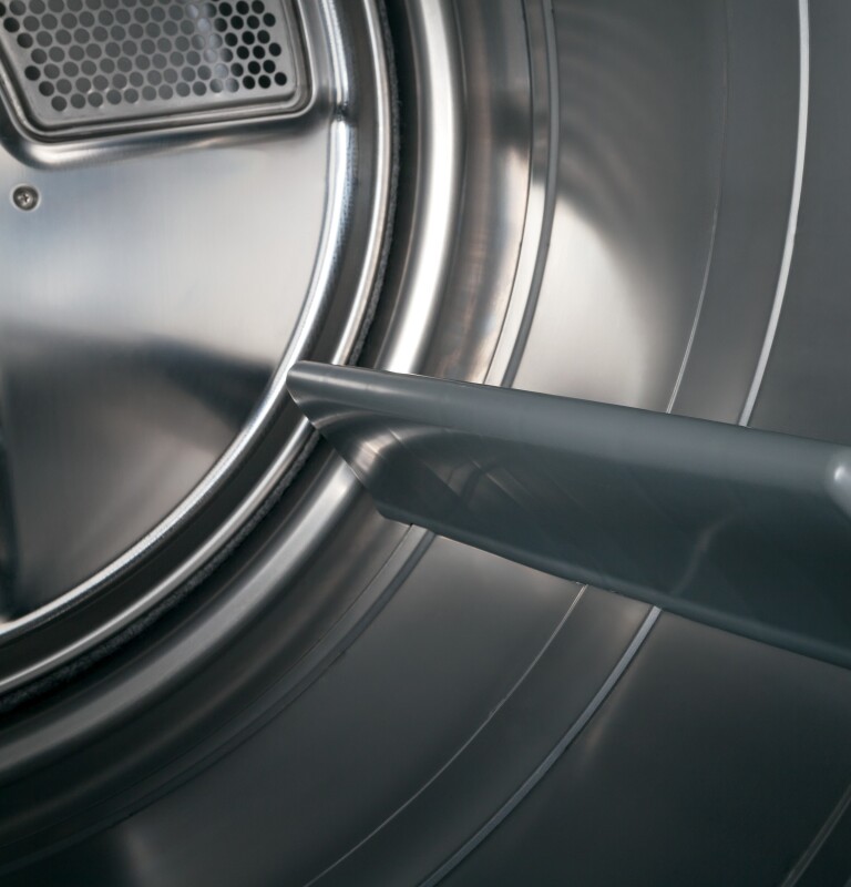 8.1 cu. ft. capacity RightHeight Design Front Load electric dryer with steam GFDR270EHWW