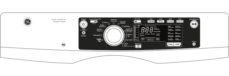 8.1 cu. ft. capacity RightHeight Design Front Load electric dryer with steam GFDR275EHMC