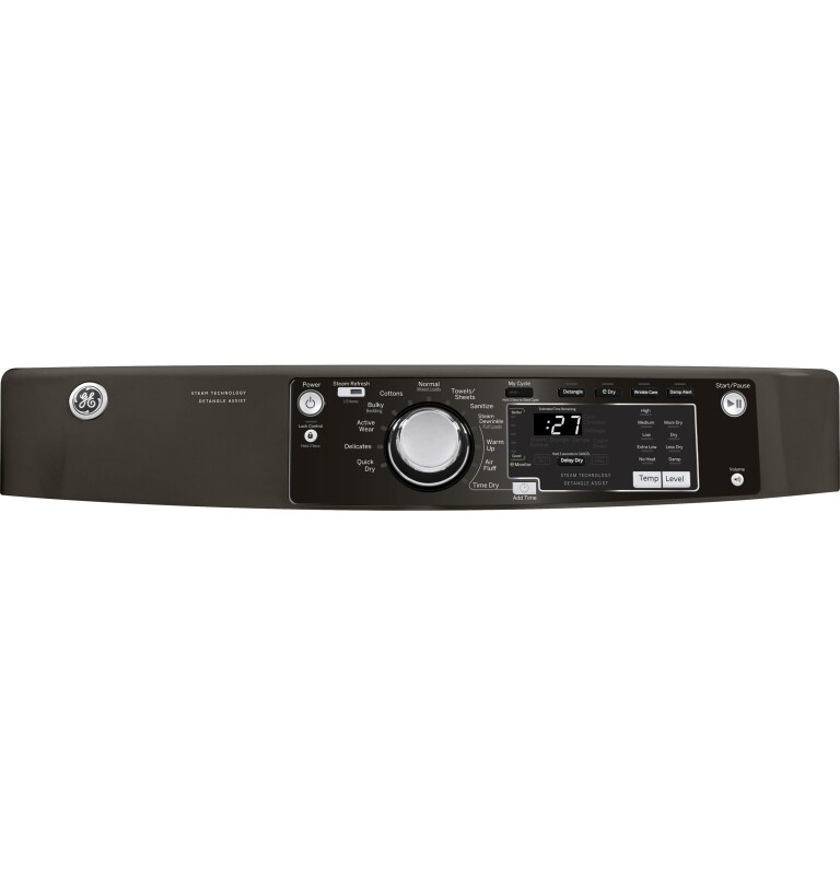 8.1 cu. ft. capacity RightHeight Design Front Load gas dryer with steam GFDR275GHMC