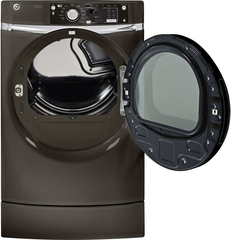 8.1 cu. ft. capacity RightHeight Design Front Load gas dryer with steam GFDR275GHMC