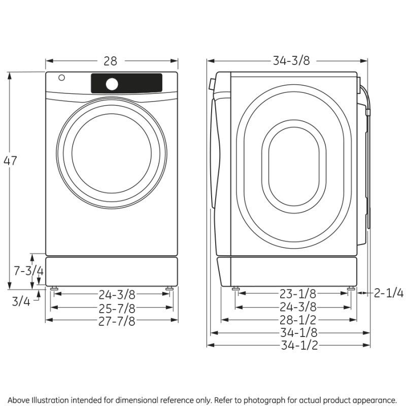 8.3 cu. ft. capacity RightHeight Design Front Load electric dryer with steam GFDR485EFMC