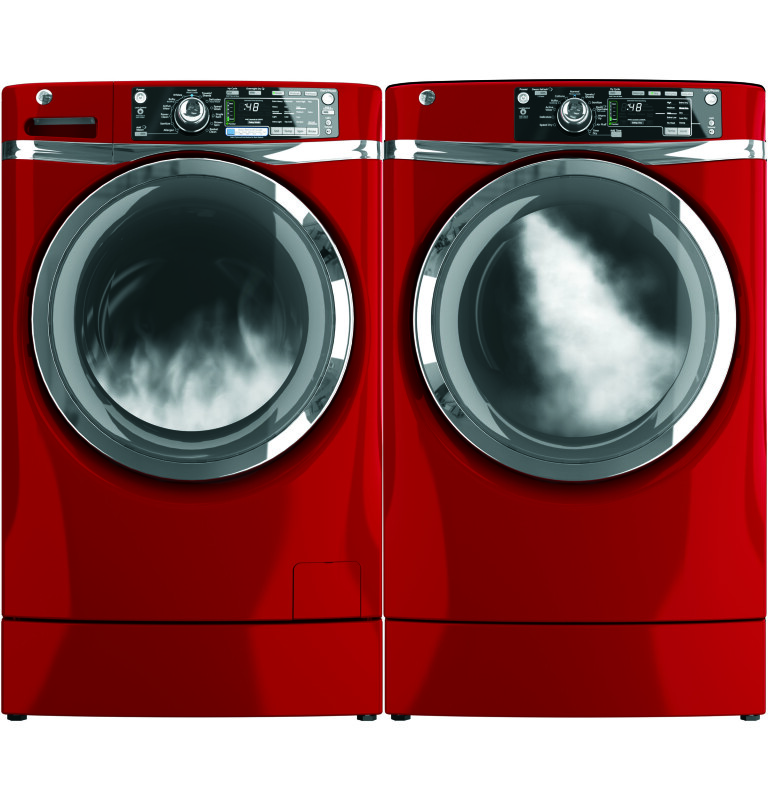 8.3 cu. ft. capacity RightHeight Design Front Load gas dryer with steam GFDR485GFRR