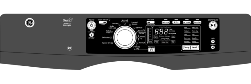 8.3 cu. ft. capacity RightHeight Design Front Load gas dryer with steam GFDR485GFRR