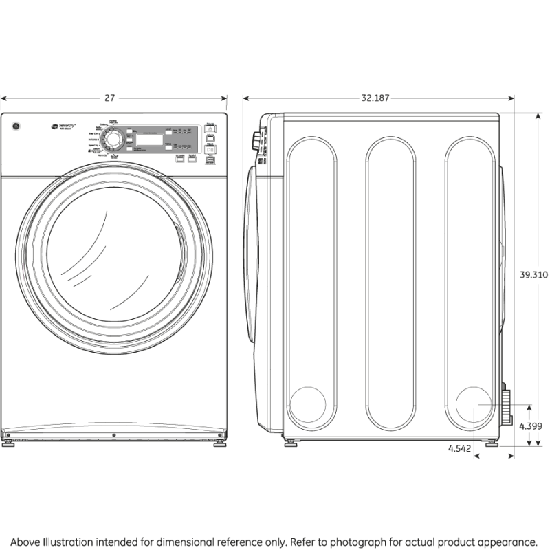 7.0 cu.ft. capacity electric dryer with steam GFDS140EDWW