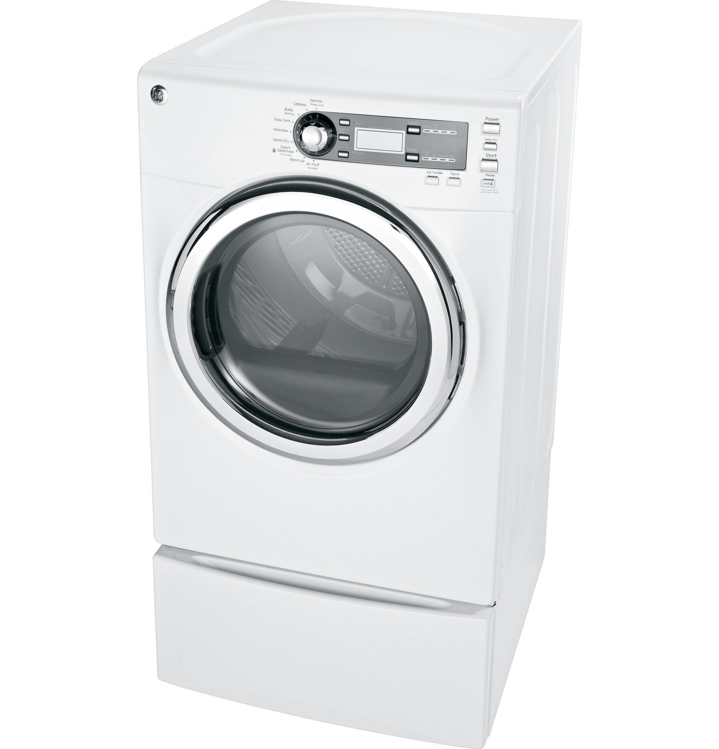 7.5 cu. ft. capacity frontload dryer with Steam and stainless steel drum GFDS150EDWW