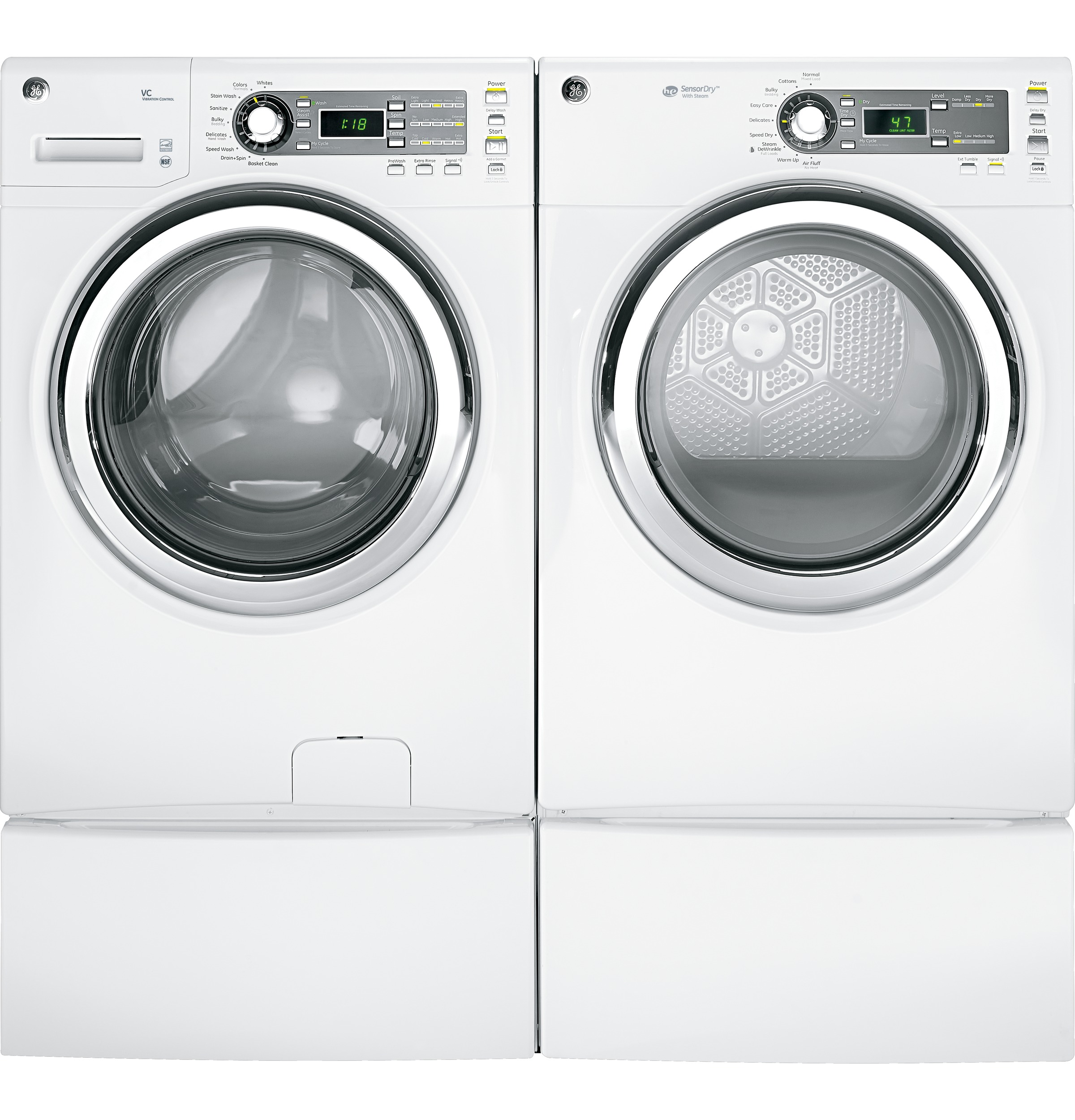 7.5 cu. ft. capacity frontload dryer with Steam and stainless steel drum GFDS150EDWW