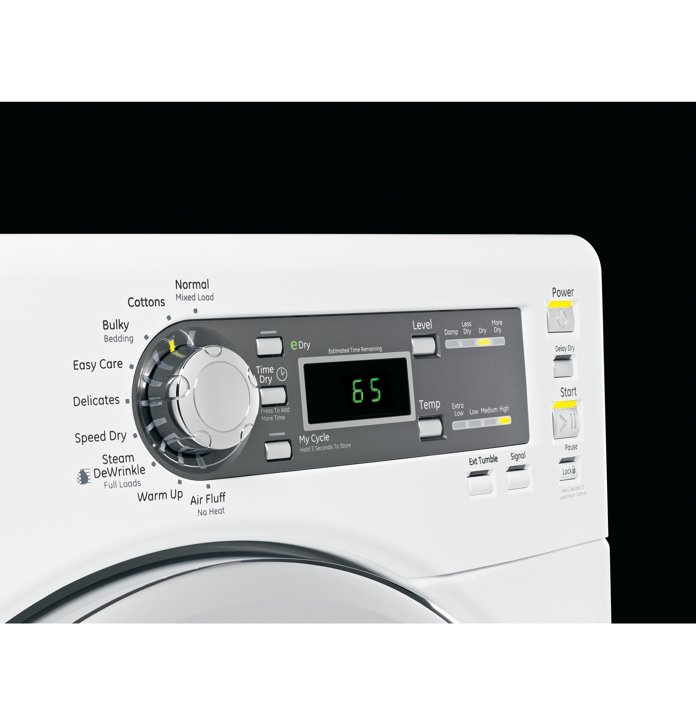 7.5 cu. ft. capacity frontload dryer with Steam and stainless steel drum GFDS150EDWW