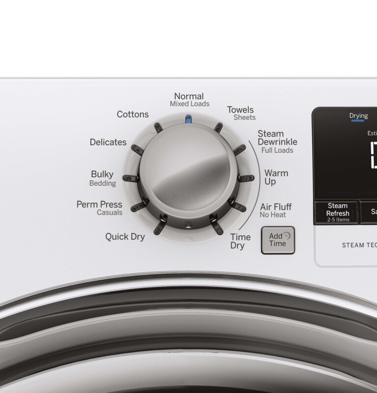 7.5 cu. ft. capacity frontload dryer with steam GFDS170EHWW