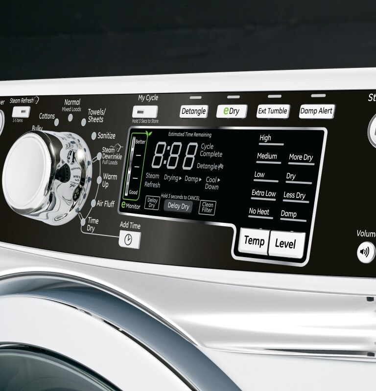 8.1 cu. ft. capacity Front Load electric dryer with steam GFDS260EFWW