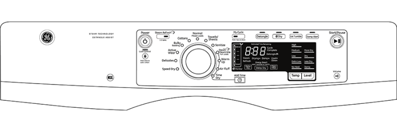 8.1 cu. ft. capacity Front Load electric dryer with steam GFDS265EFMC