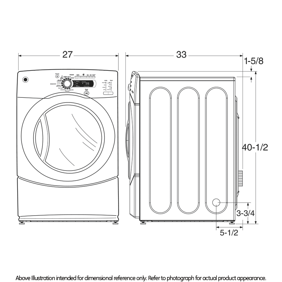 7.5 cu. ft. stainless steel capacity frontload dryer with Steam GFDS350GLWW