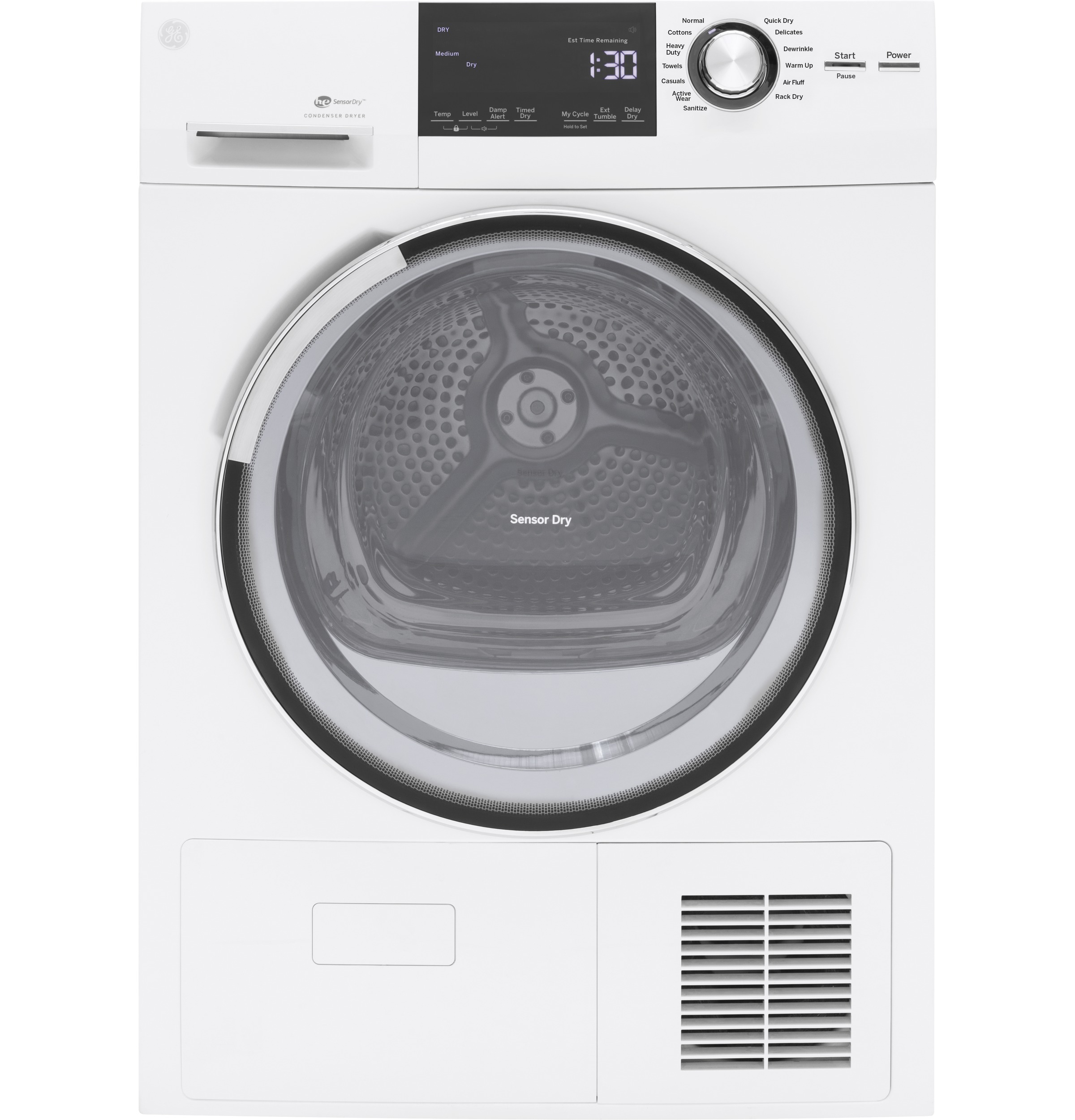 4.0 cu.ft. Capacity 24" Ventless Condenser Frontload Electric Dryer with Stainless Steel Basket GFT14ESSLWW