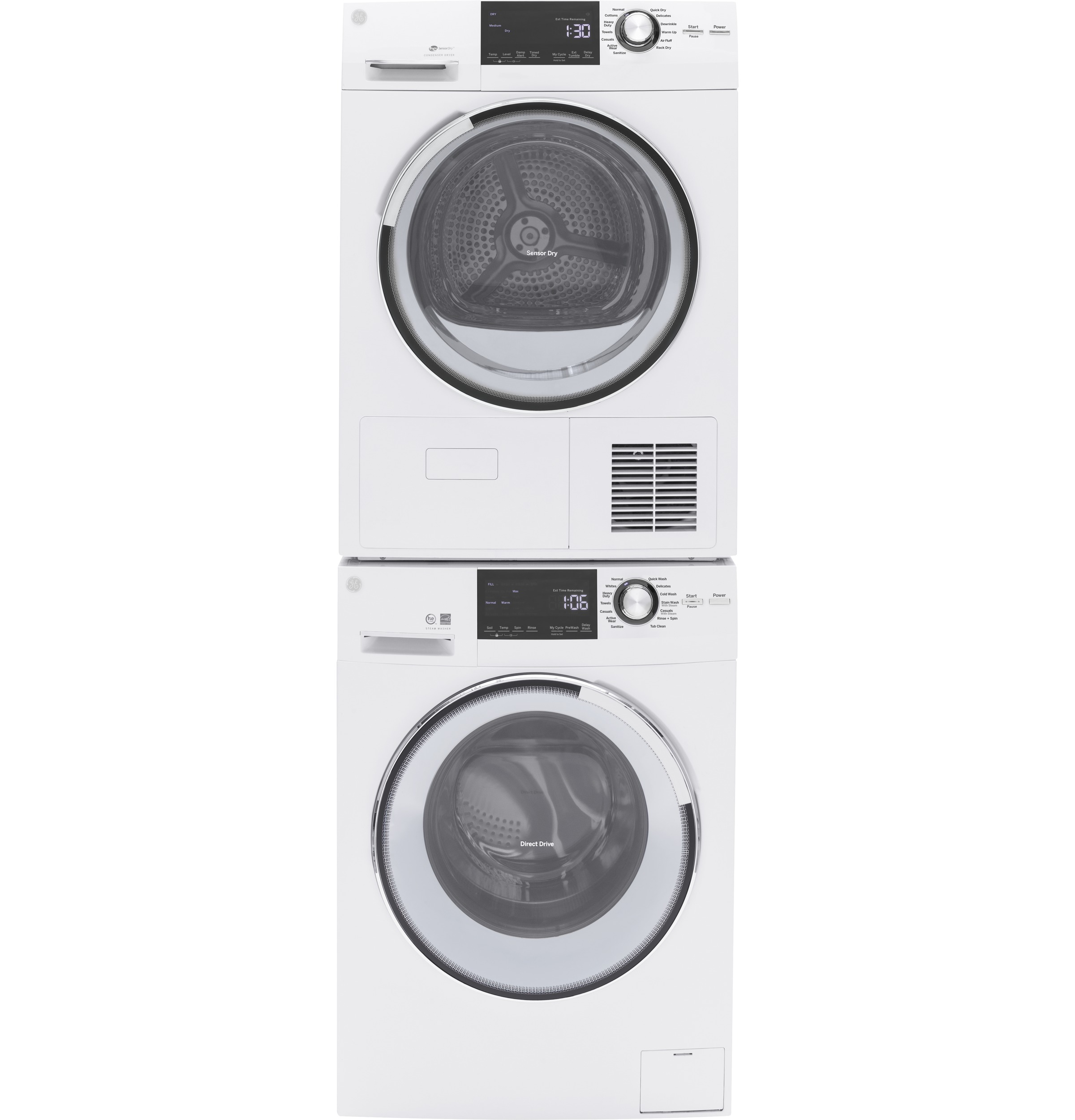 4.0 cu.ft. Capacity 24" Ventless Condenser Frontload Electric Dryer with Stainless Steel Basket GFT14ESSLWW