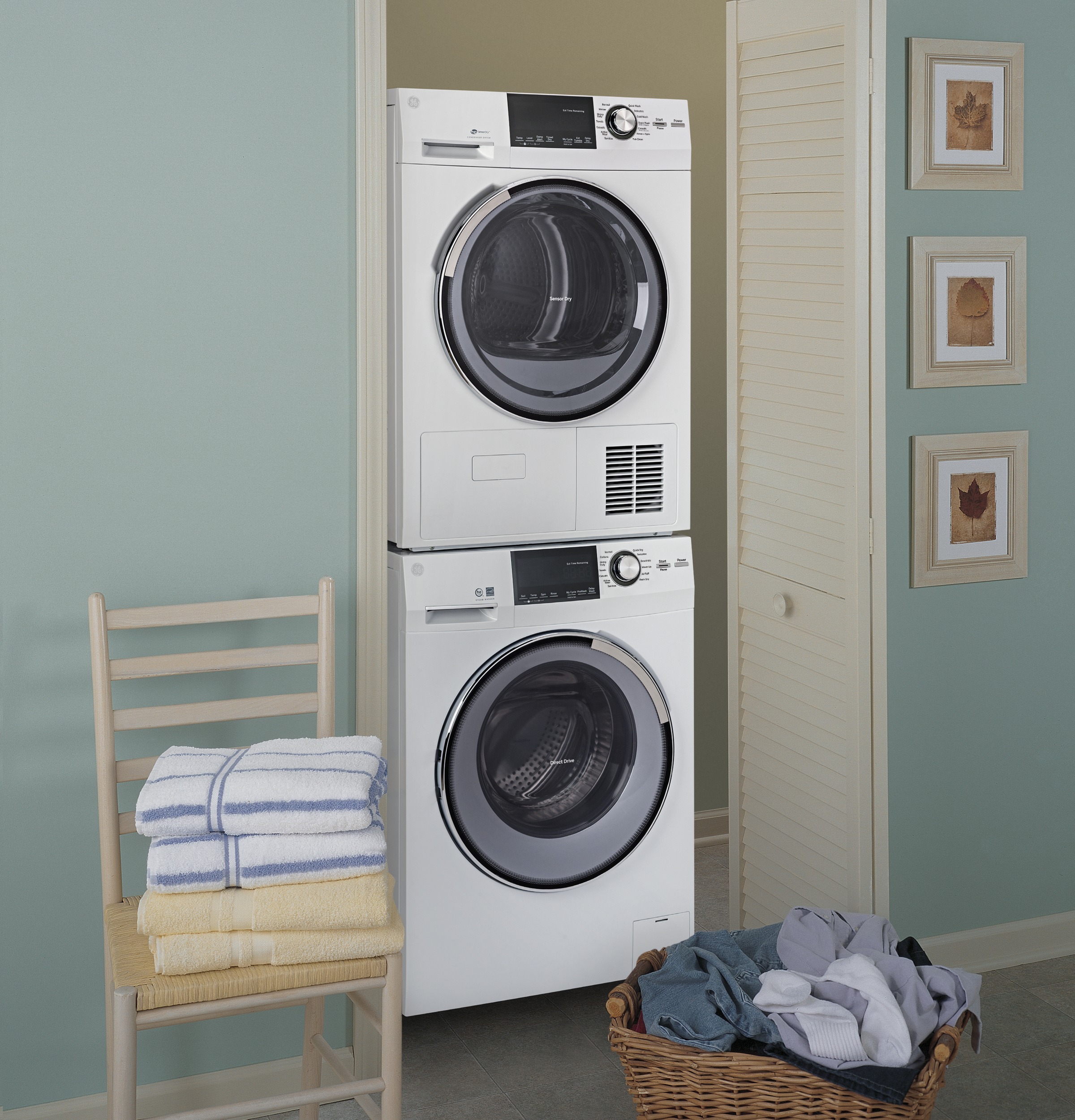 4.0 cu.ft. Capacity 24" Ventless Condenser Frontload Electric Dryer with Stainless Steel Basket GFT14ESSLWW