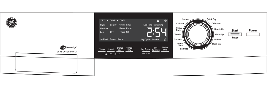 4.0 cu.ft. Capacity 24" Ventless Condenser Frontload Electric Dryer with Stainless Steel Basket GFT14ESSLWW