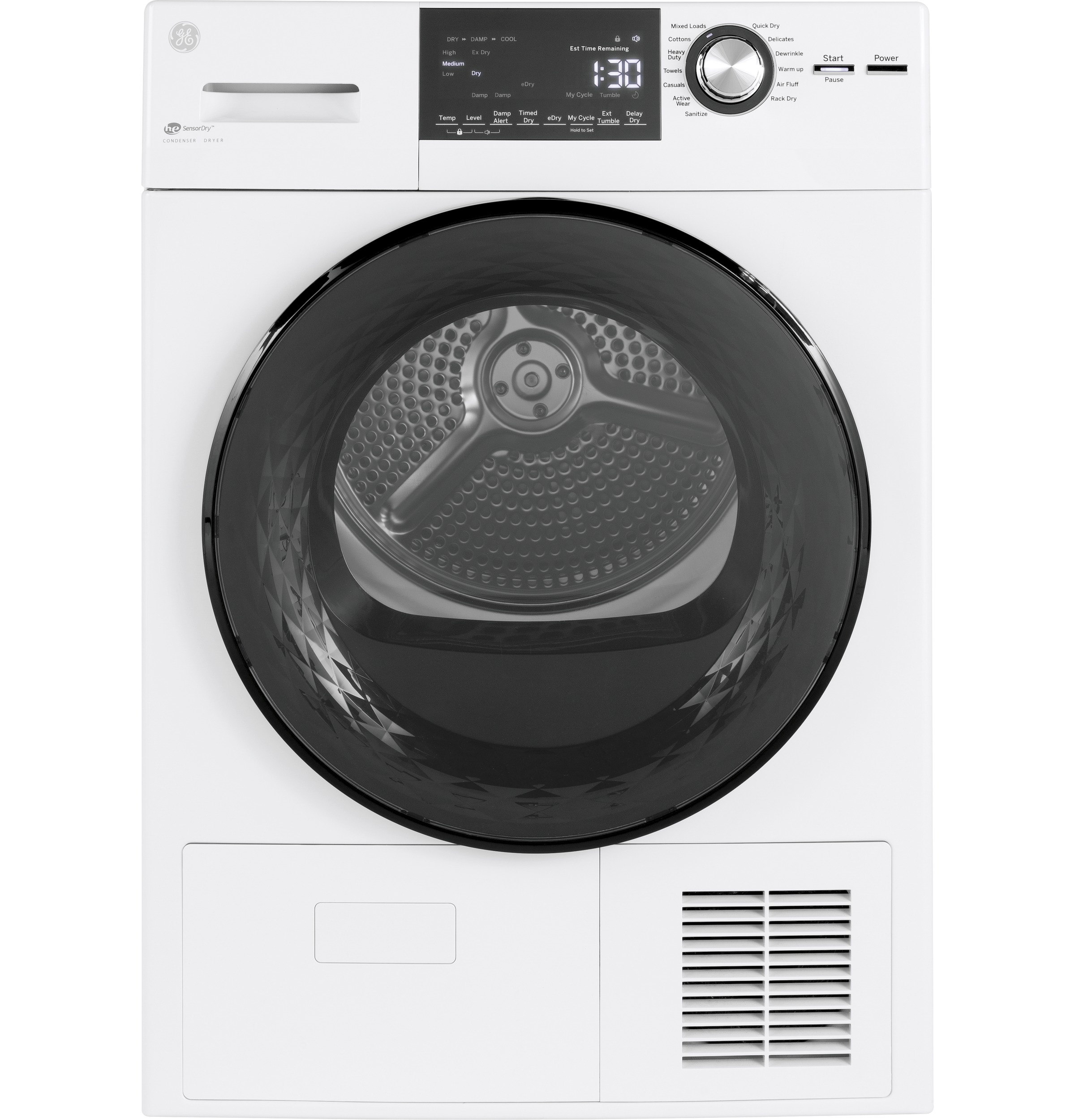 24" 4.1 Cu.Ft. Front Load Ventless Condenser Electric Dryer with Stainless Steel Basket GFT14ESSMWW