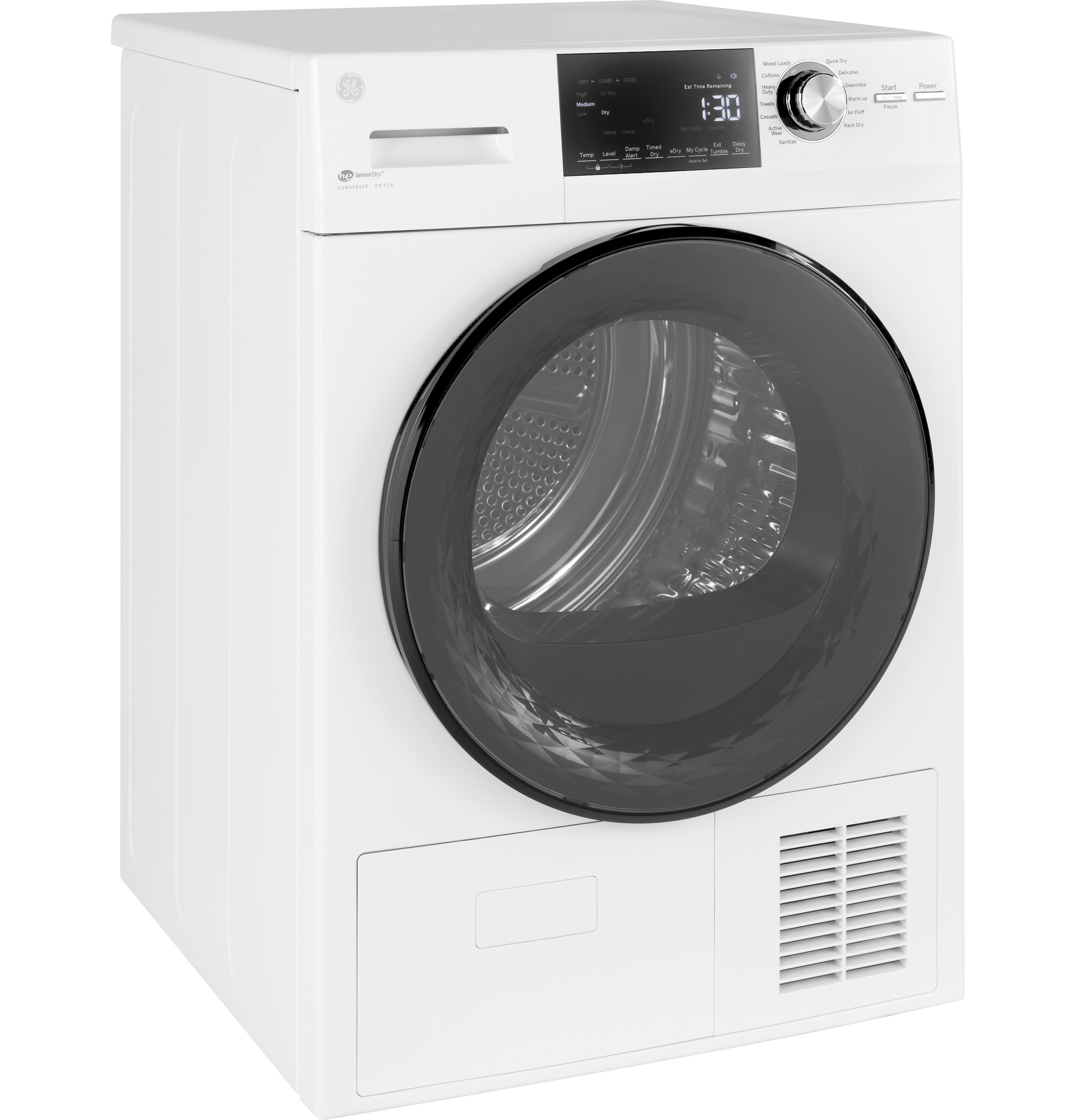 24" 4.1 Cu.Ft. Front Load Ventless Condenser Electric Dryer with Stainless Steel Basket GFT14ESSMWW