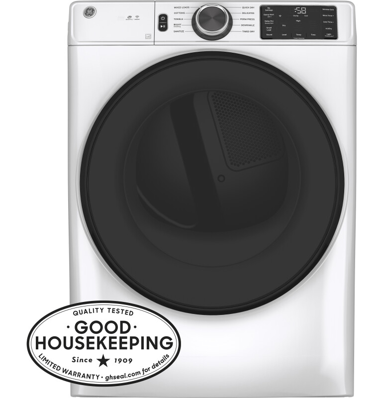 Long Vent 7.8 cu. ft. Capacity Smart Electric Dryer with Sanitize Cycle GFV55ESSNWW