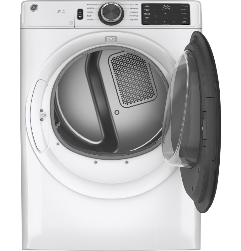 Long Vent 7.8 cu. ft. Capacity Smart Electric Dryer with Sanitize Cycle GFV55ESSNWW