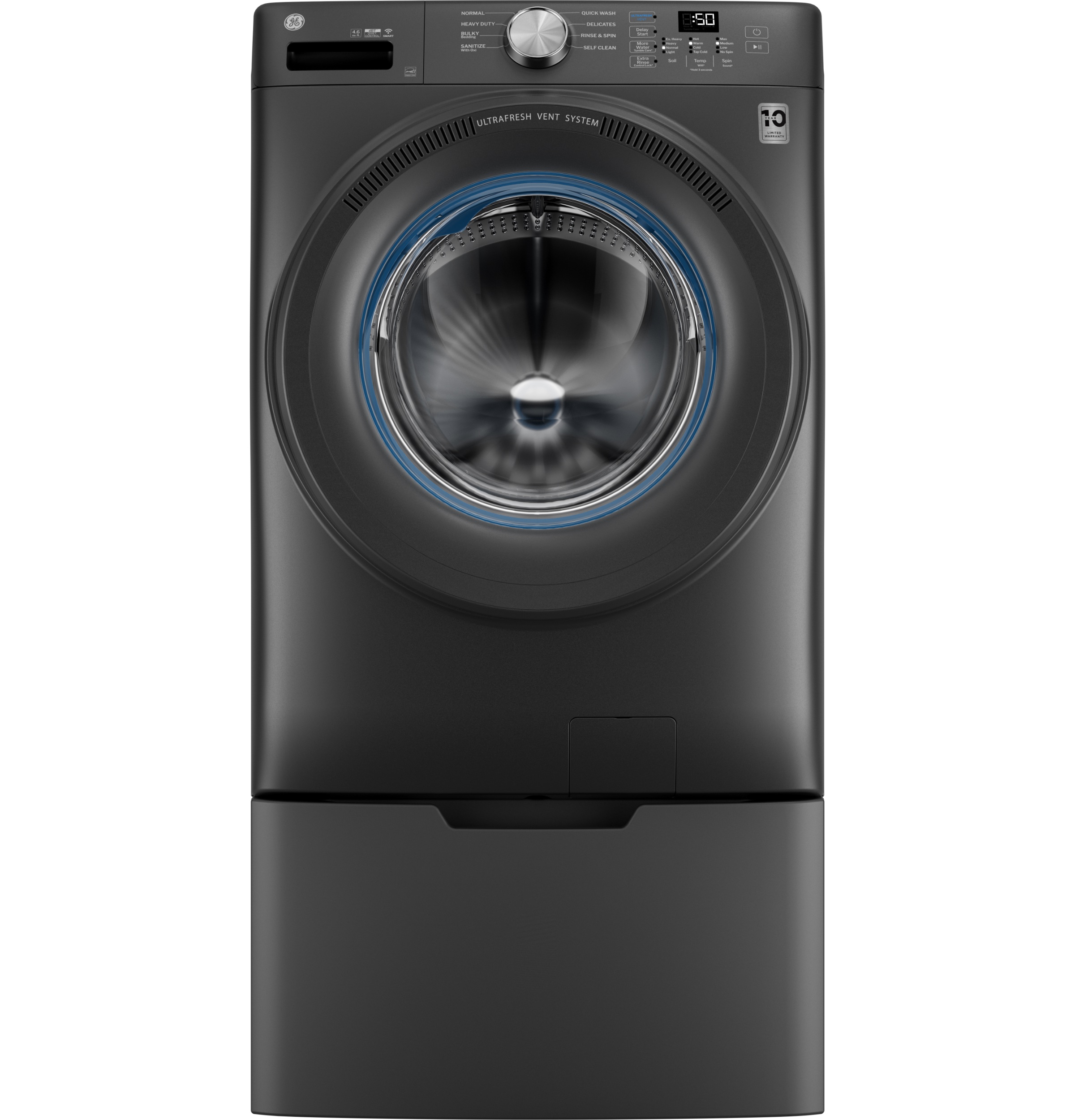 Ge® Energy Star® 4.6 Cu. Ft. Capacity Smart Front Load Washer With Ultrafresh Vent System With Odorblock™ GFW350SPYDS