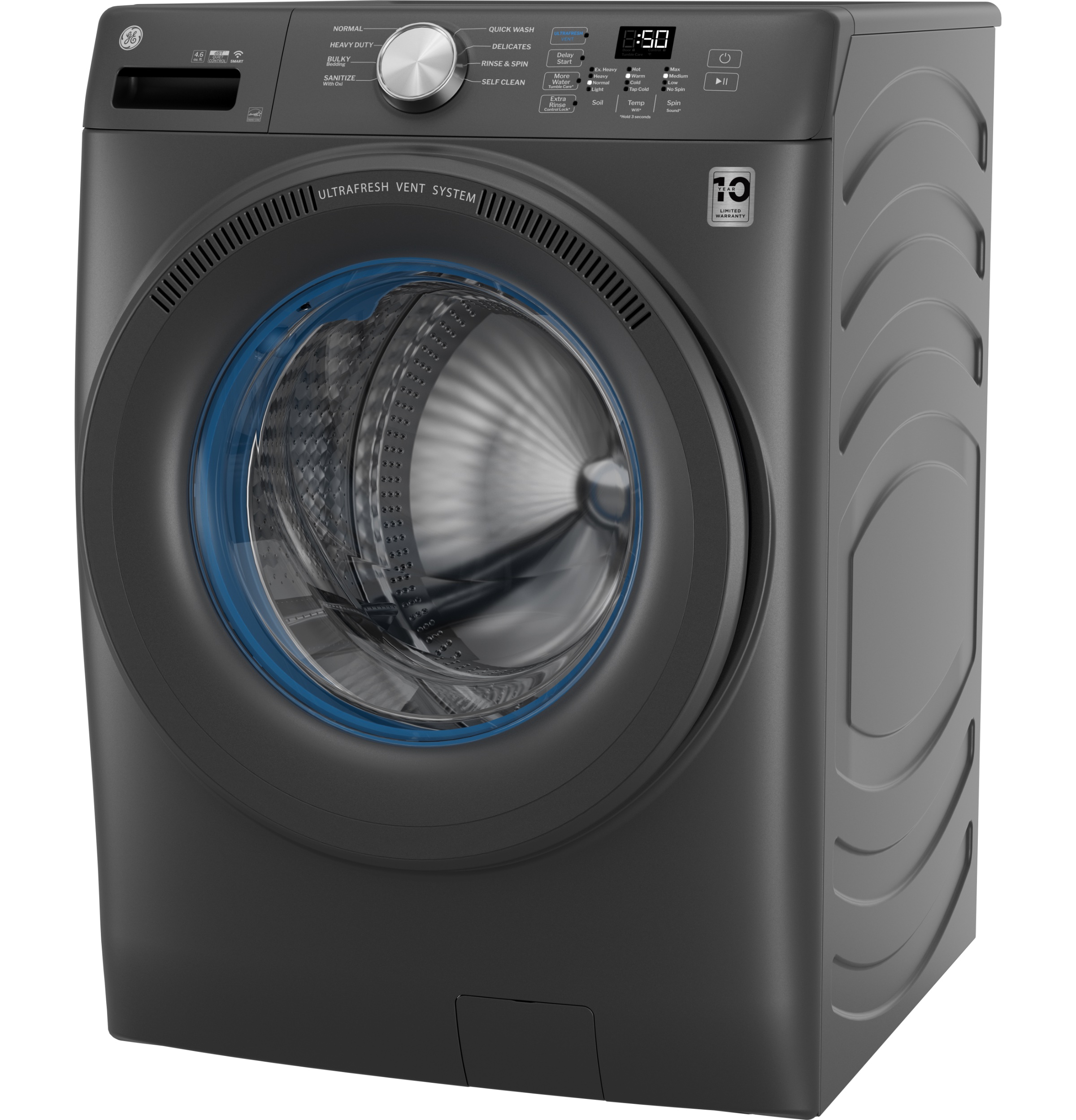 Ge® Energy Star® 4.6 Cu. Ft. Capacity Smart Front Load Washer With Ultrafresh Vent System With Odorblock™ GFW350SPYDS